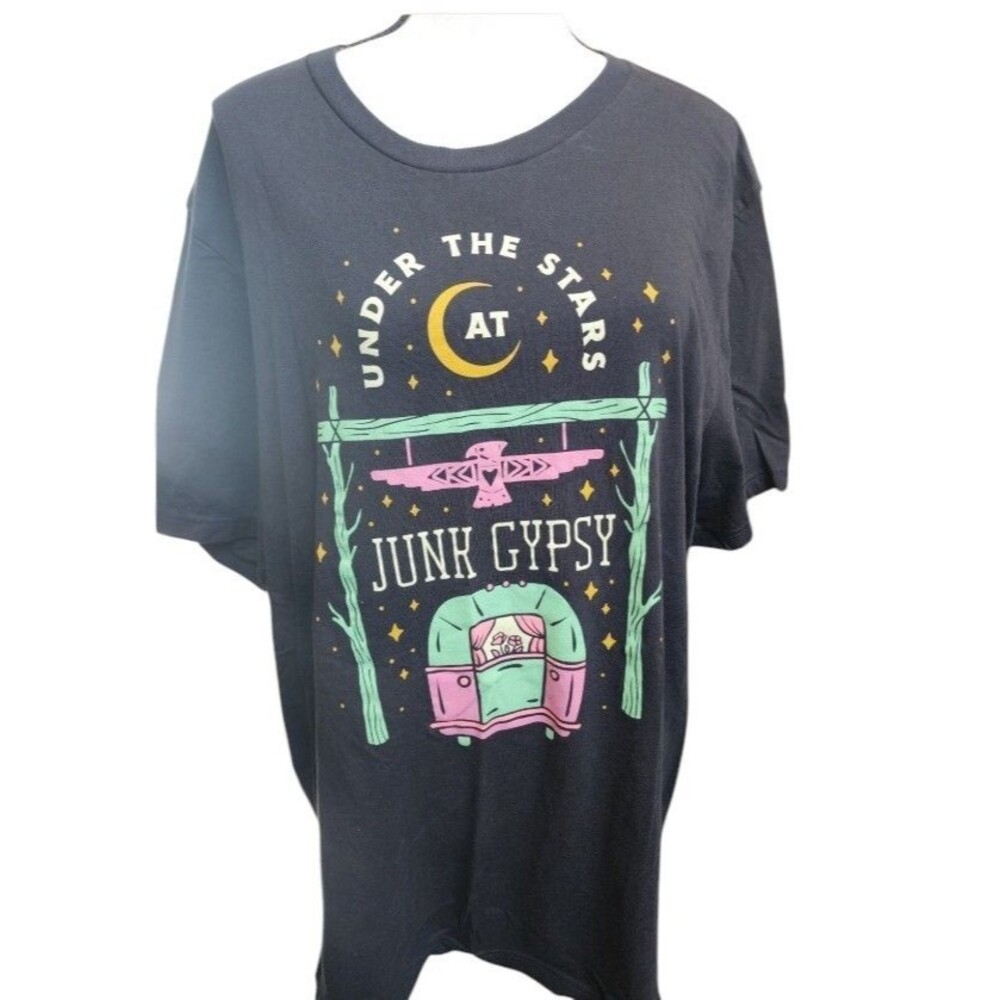 JUNK GYPSY Black Tee Size 2XL Graphic 2 Sides 'Under The Stars'